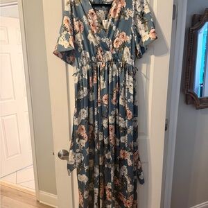 Baltic Born Floral Maxi Dress in Blue and Pink